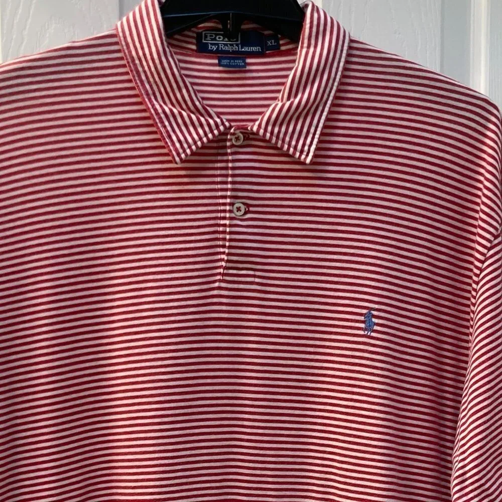 Polo by Ralph Lauren Red White Striped Polo Size XL